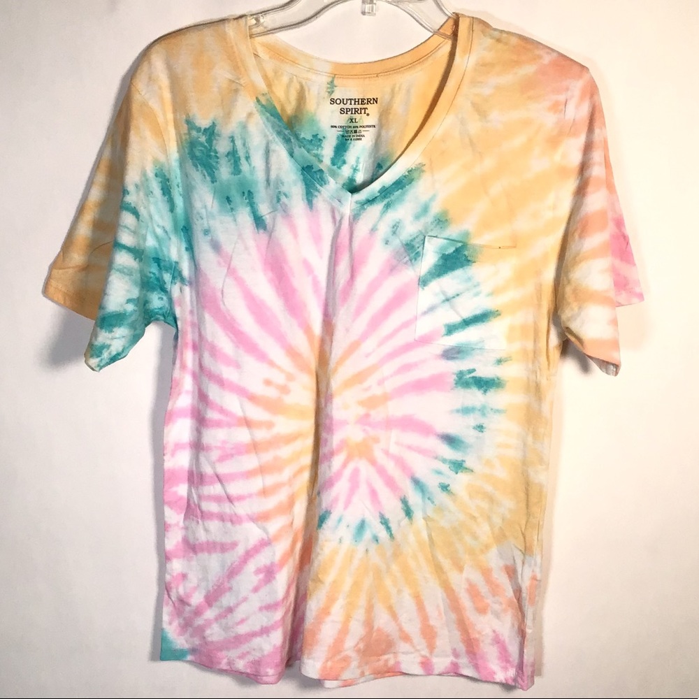 Southern Spirit Pastel Rainbow Tie Dye Tee XL